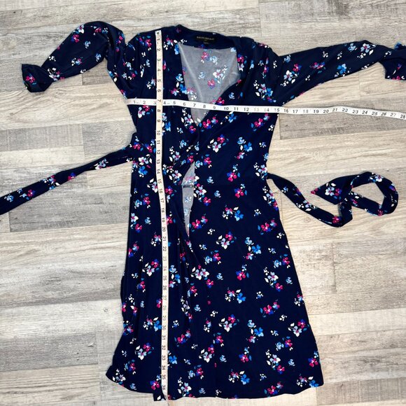 Banana Republic Navy Floral Wrap Dress Size XS S28 - Picture 6 of 7